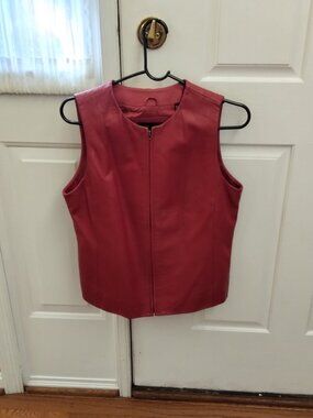 Red leather vest by Valerie.